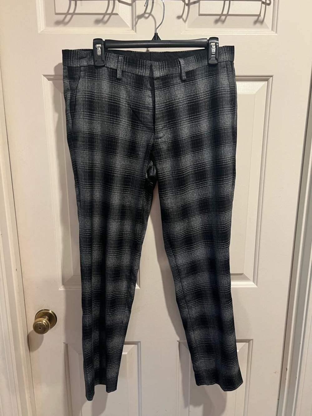 Express Men's Black and Gray Plaid Dress Pants
